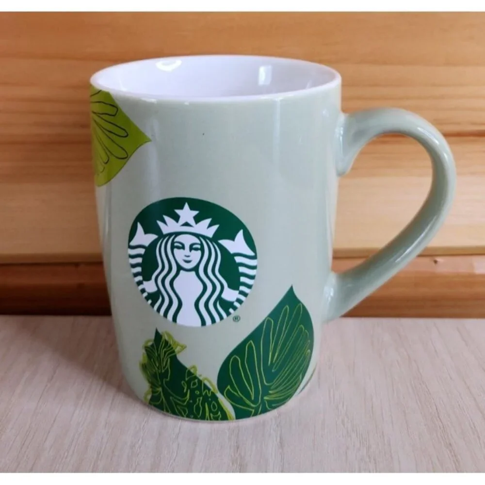 Starbucks Coffee Mug 2021 Green Leaf Mermaid 10 Fl Oz 4in Cup Coffee Bar